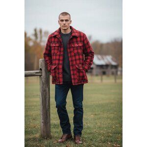 WOOLRICH Vintage Made USA Flannel Wool Jacket Plaid Size 40